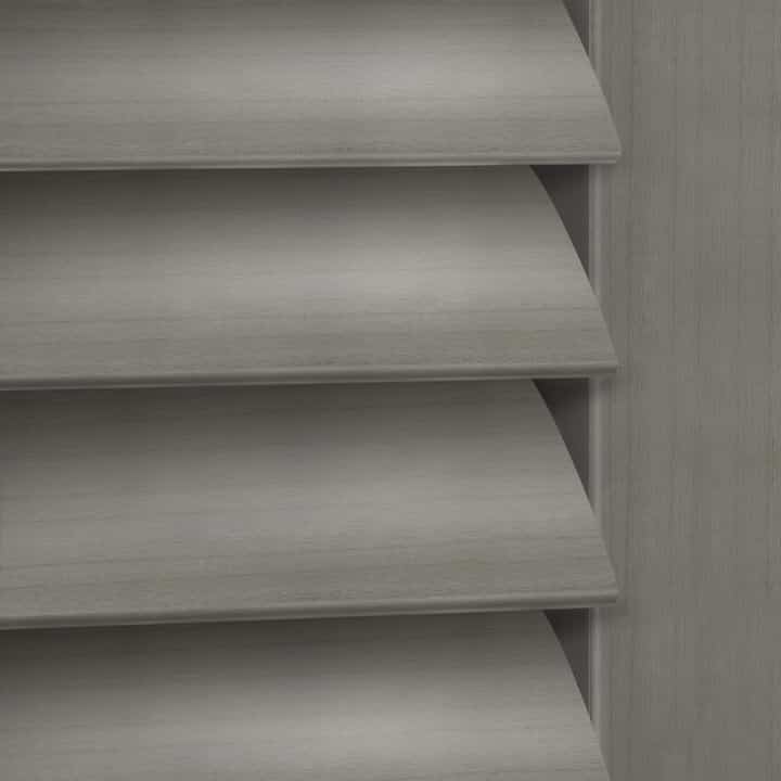 Close-up image of Silver Gray shutters by Norman.