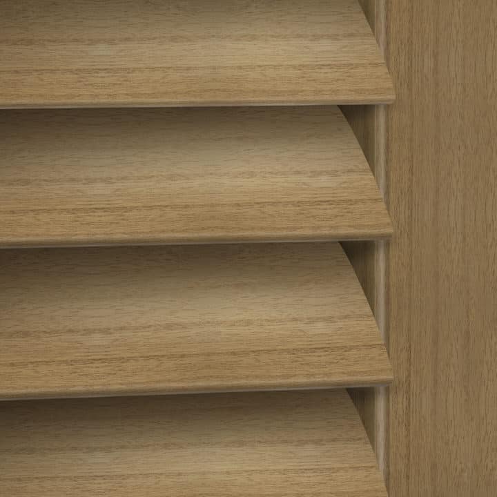 Close-up image of French Oak shutters by Norman.