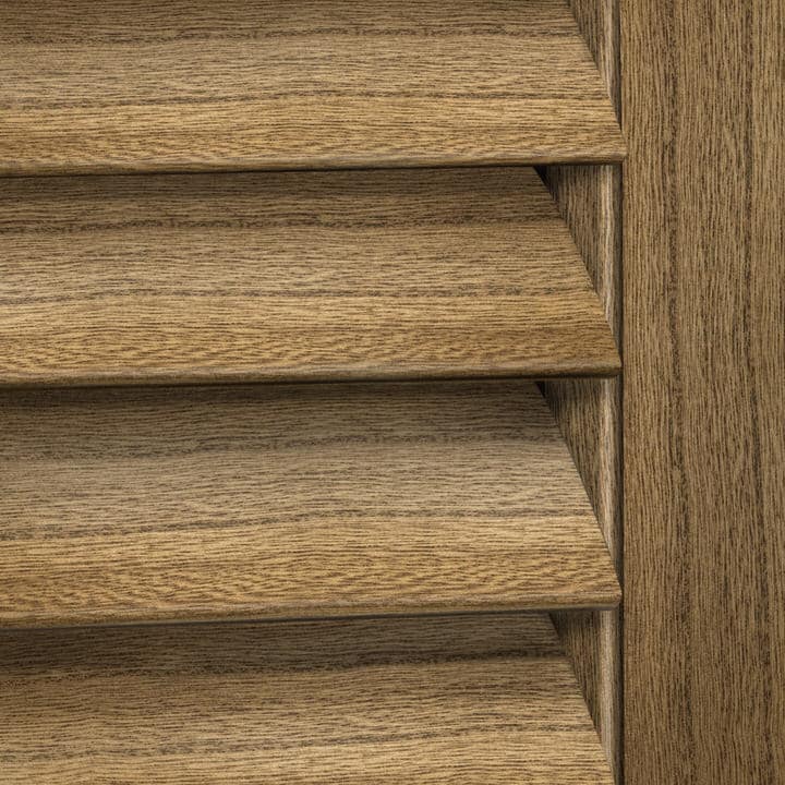 Close-up image of Teak shutters by Norman.