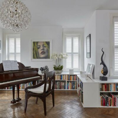 Modern Contemporary Themed Living Space Installed With Matching White Faux Wood Window Shuttes. By Complete Blinds. Choosing Shutters For Home: 5 Things To Consider.