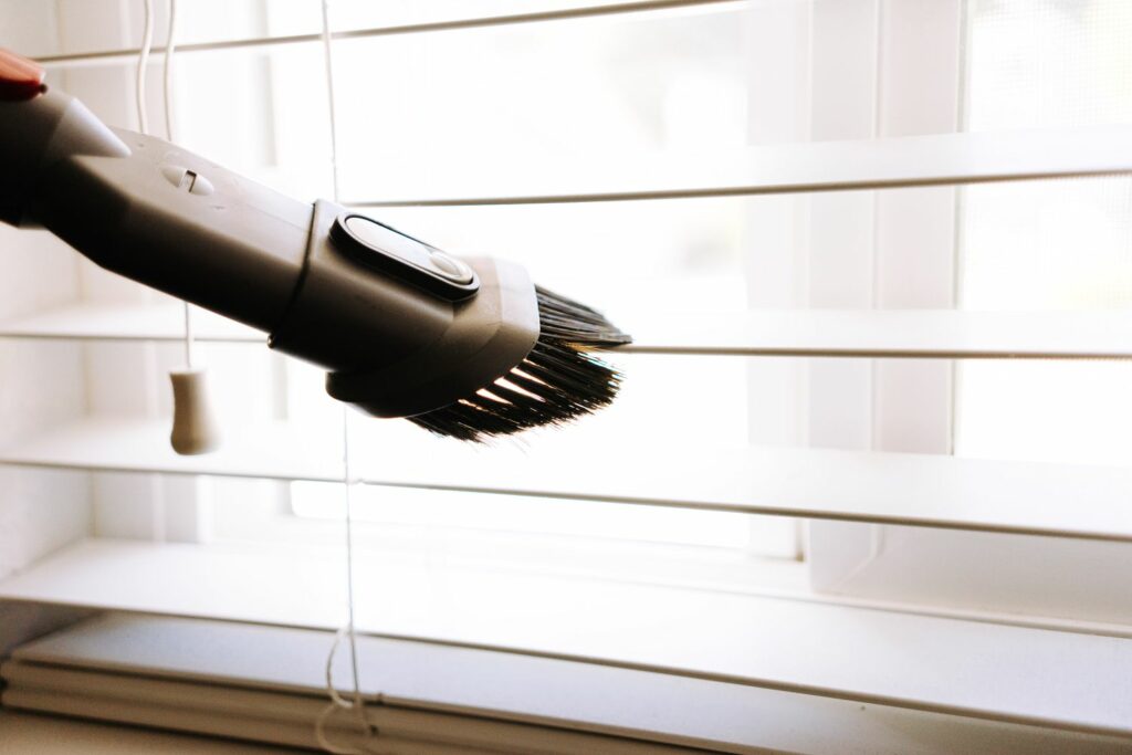 Vacuuming brush shutters. Our guide on cleaning plantation shutters.