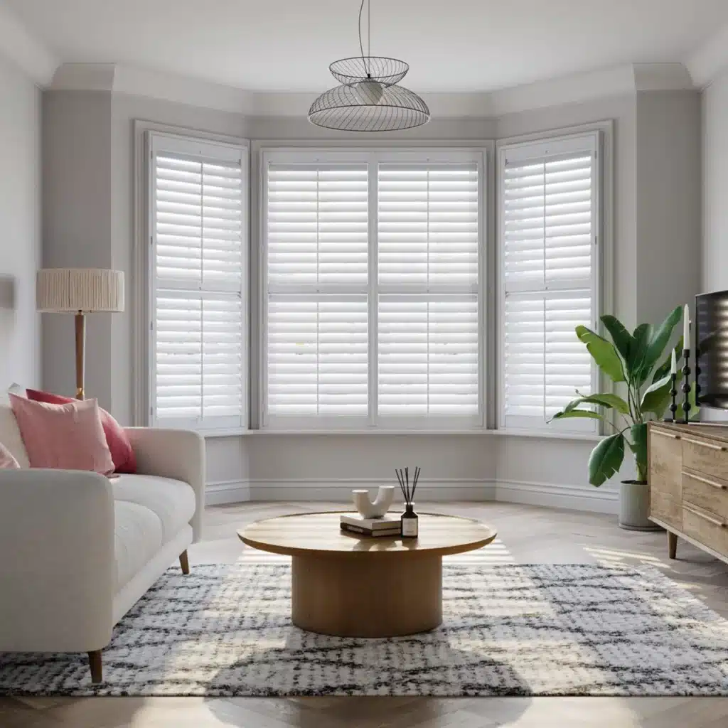 Bay window blinds installed with window shutters by Complete Blinds. Best shutters and blinds for bay windows. 